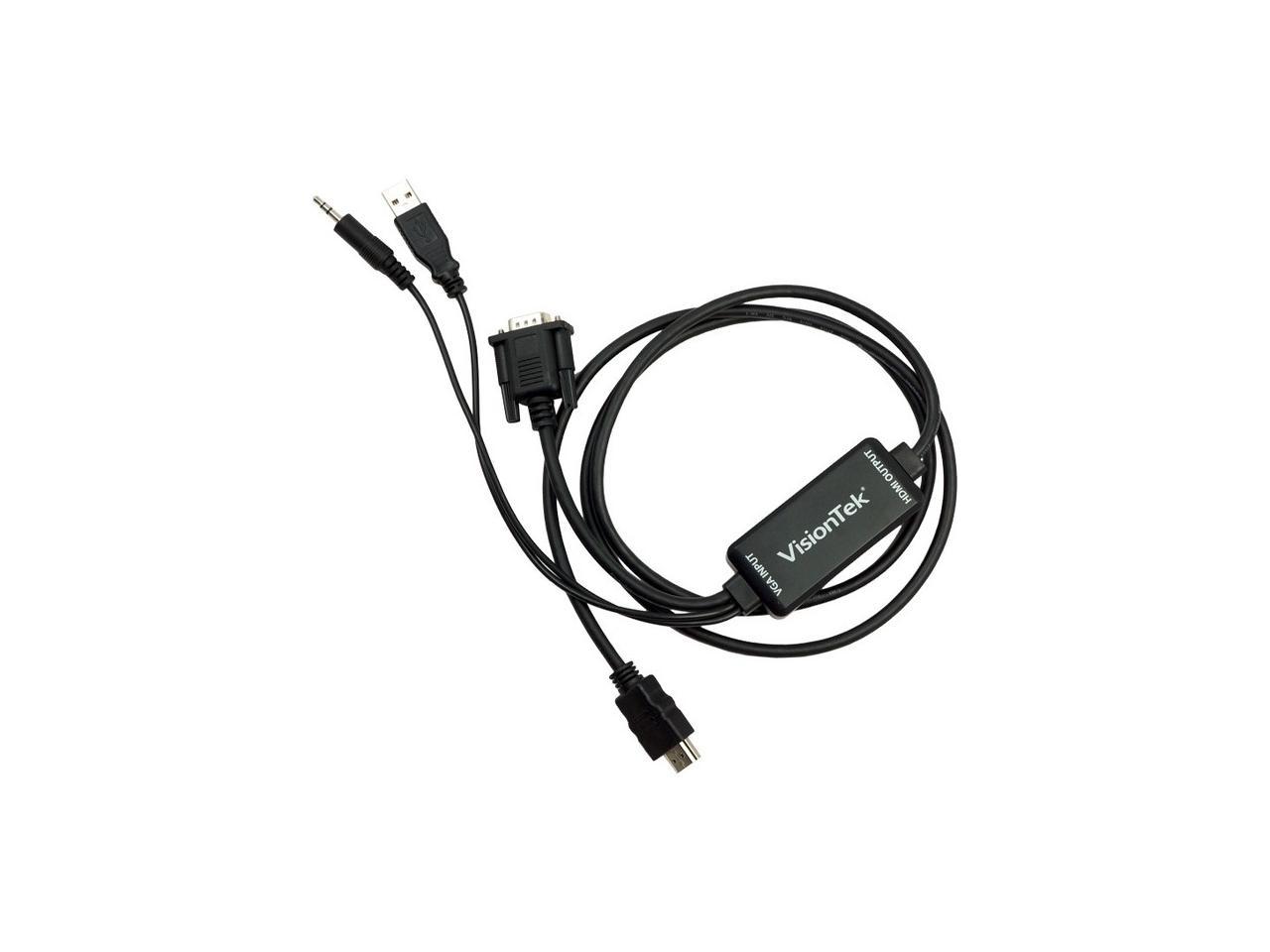 Visiontek 900824 VGA to HDMI 1.5M Active Cable (M/M) - HDMI/VGA for Video Device - 4.92 ft - HD-15 Male VGA - HDMI Male Digital Audio/Video 1