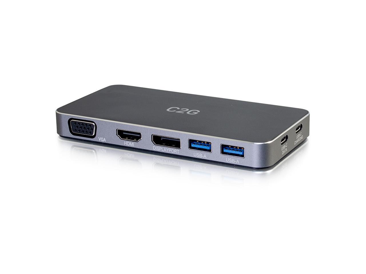 C2G 54439 C2G USB C DUAL DISPLAY DOCK WITH HDMI, DISPLAYPORT, VGA & POWER DELIVERY 1