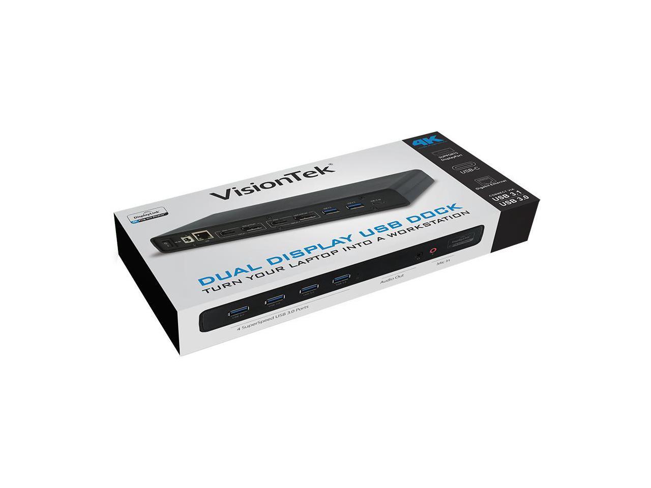 VisionTek VT4000 Universal DUAL 4K USB Laptop Docking Station Mac & Windows 1