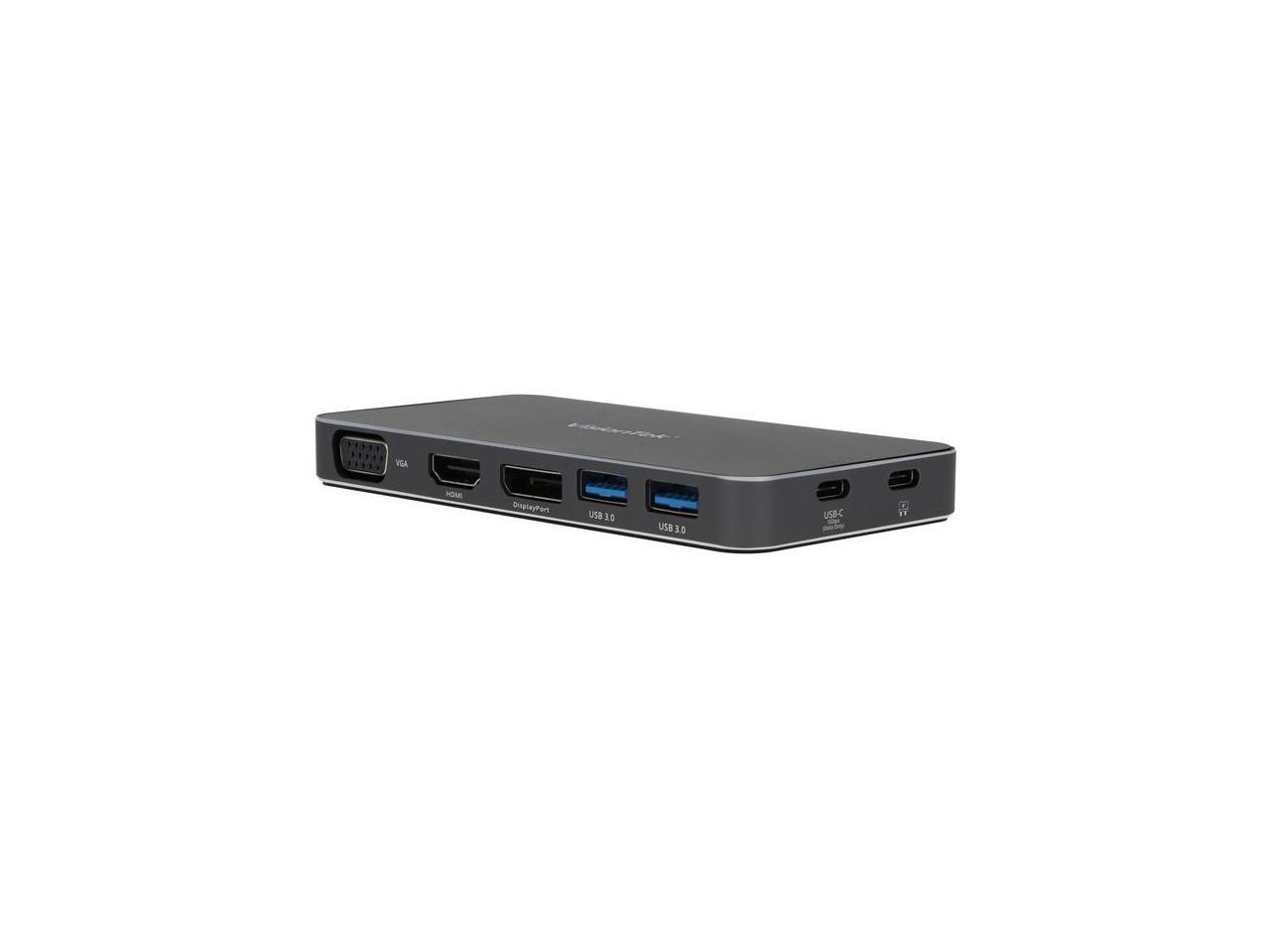 VisionTek VT210 Dual Display USB-C Docking Station with Power Passthrough ??? DP, HDMI, VGA, 2X USB-A, 1x USB-C for Windows, Mac, Chromebook, Ipad - 901525 1