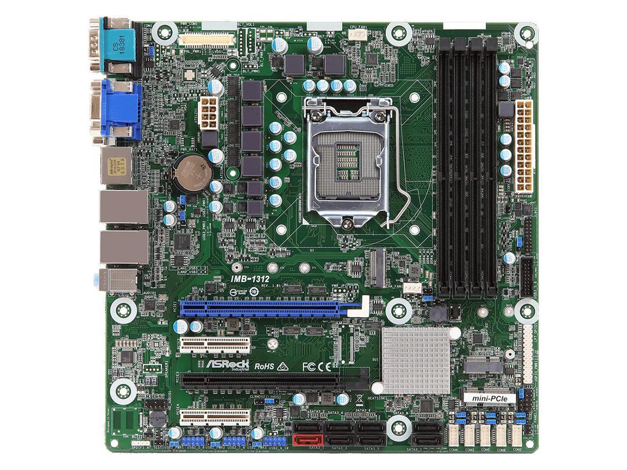 ASRock Motherboard IMB-1312 Core i7/i5/i3/Celeron S1151 64GB DDR4 PCIe Micro ATX Retail 1