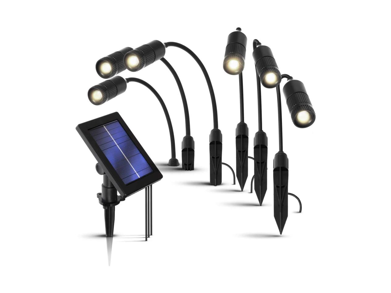 Home Zone Security Solar Spotlights - High Brightness Outdoor Decorative Landscape Solar Spotlight with 10ft. Cable from Light to Panel, 6-Pack 1