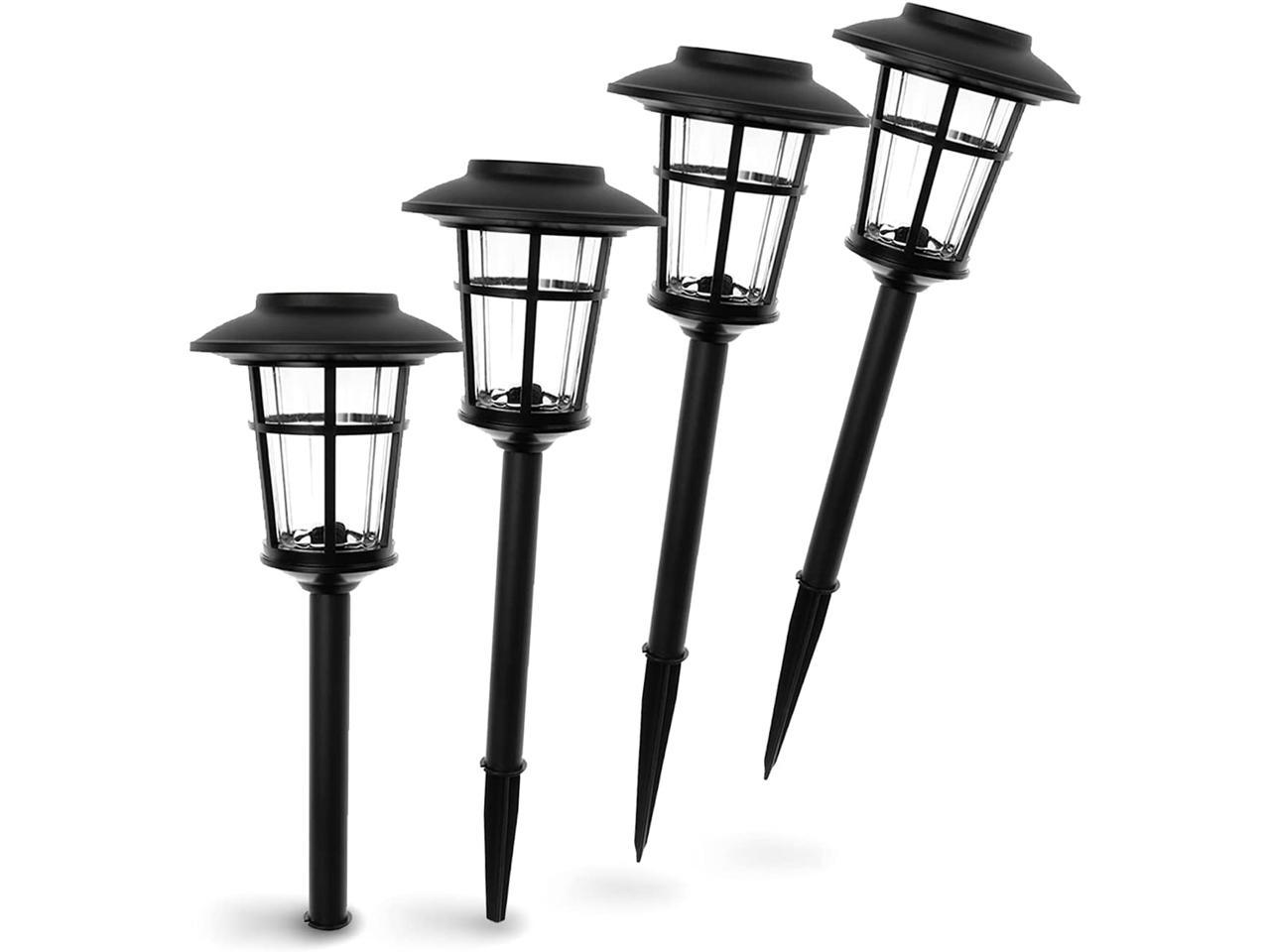 Landia Home Solar Pathway Lights - Stainless Steel with Decorative Glass Large Size Solar Lights for Outdoor, Black (4-Pack) 1