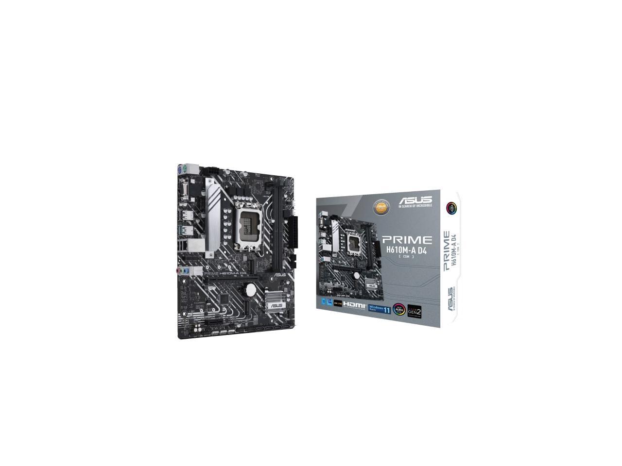 ASUS PRIME H610M-A D4-CSM LGA 1700 (Intel 12th & 13th Gen) Micro-ATX Commercial Motherboard (PCIe 4.0, DDR4, 2xM.2 slots, 1Gb LAN, rear USB 3.2 Gen 2 ports, DP/HDMI/D-Sub, SPI-TPM header, ACCE) 2