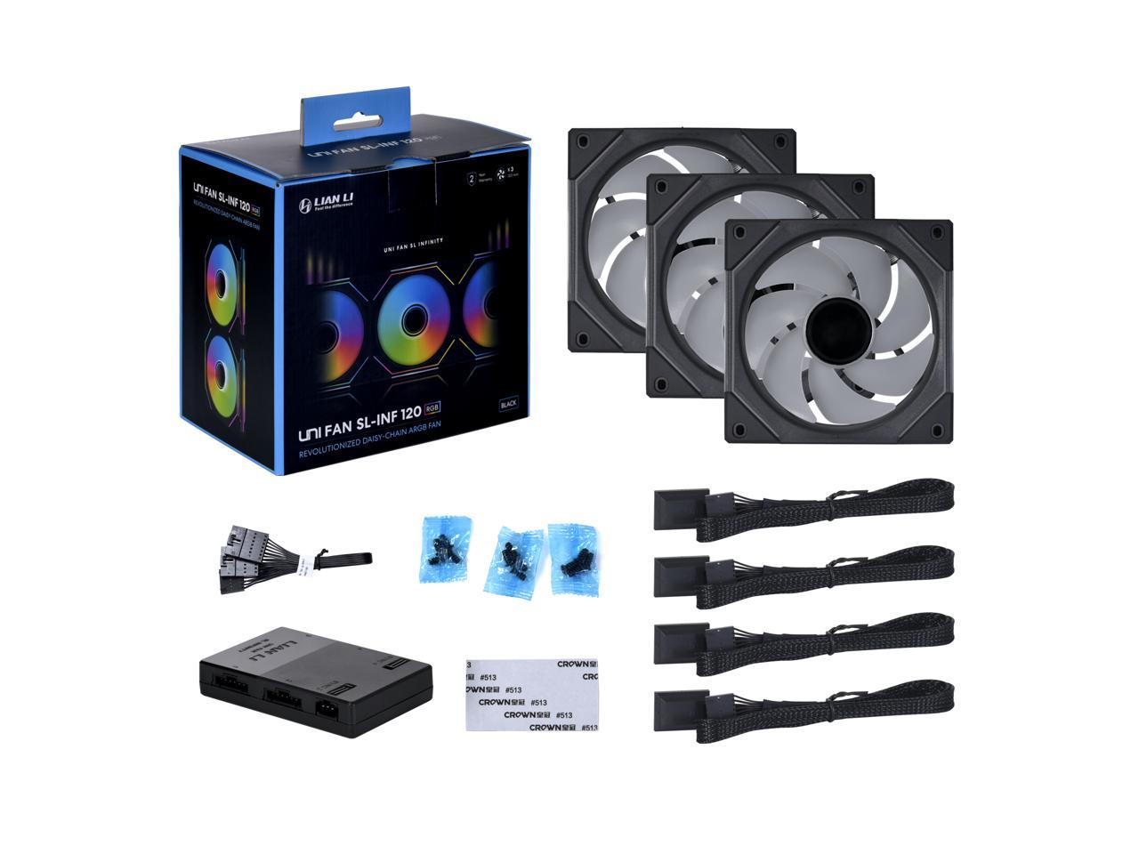 LIAN LI UNI FAN SL INFINITY 120 RGB BLACK  3 PCS PACK -UF-SLIN120-3B  ( L Connect 3.0 Controller included) 2