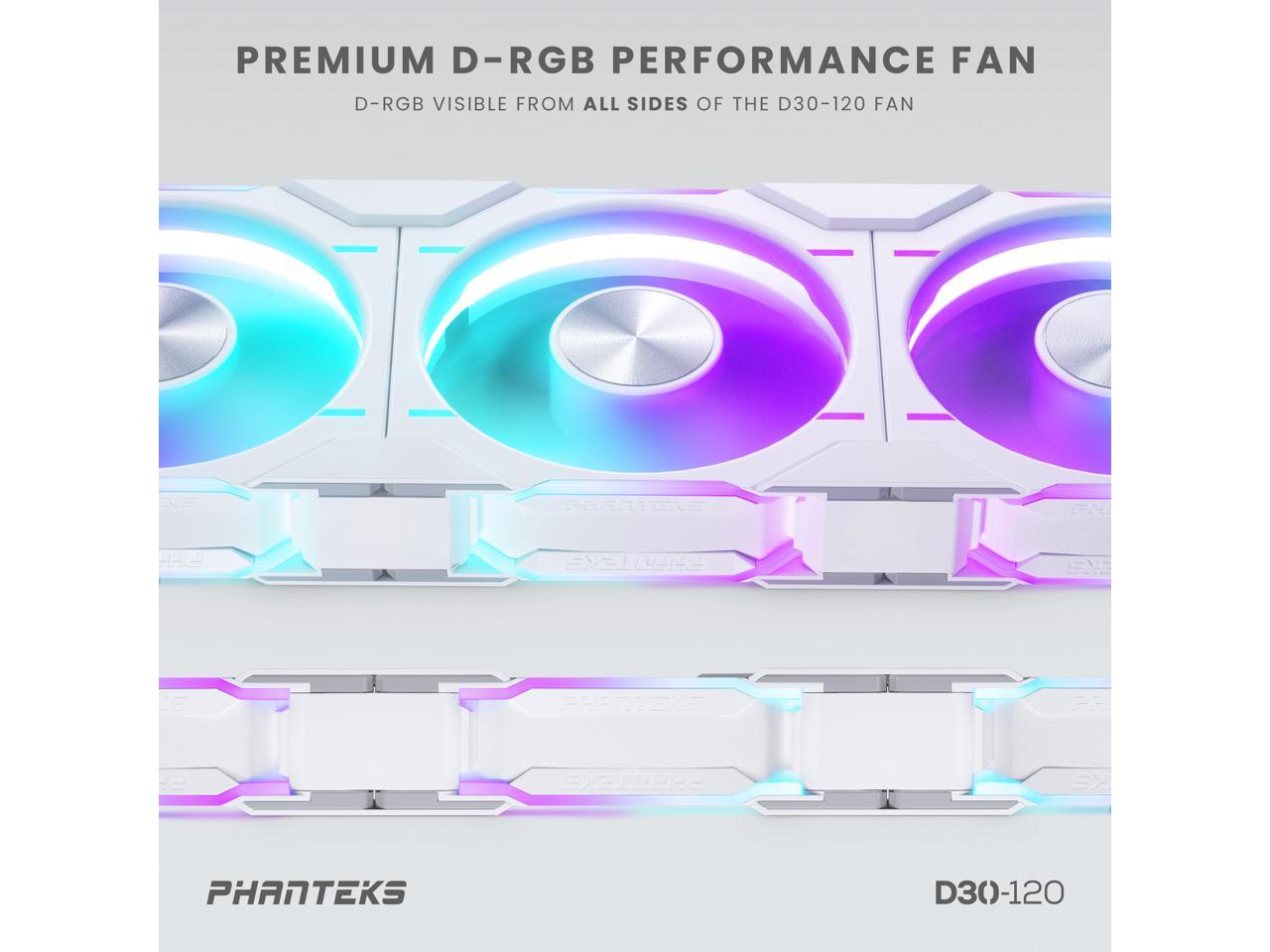 Phanteks D30-120 DRGB PWM FAN, Premium D-RGB Performance Fan, ARGB/DRGB lighting, Daisy-chain Fan Linking system, White 4