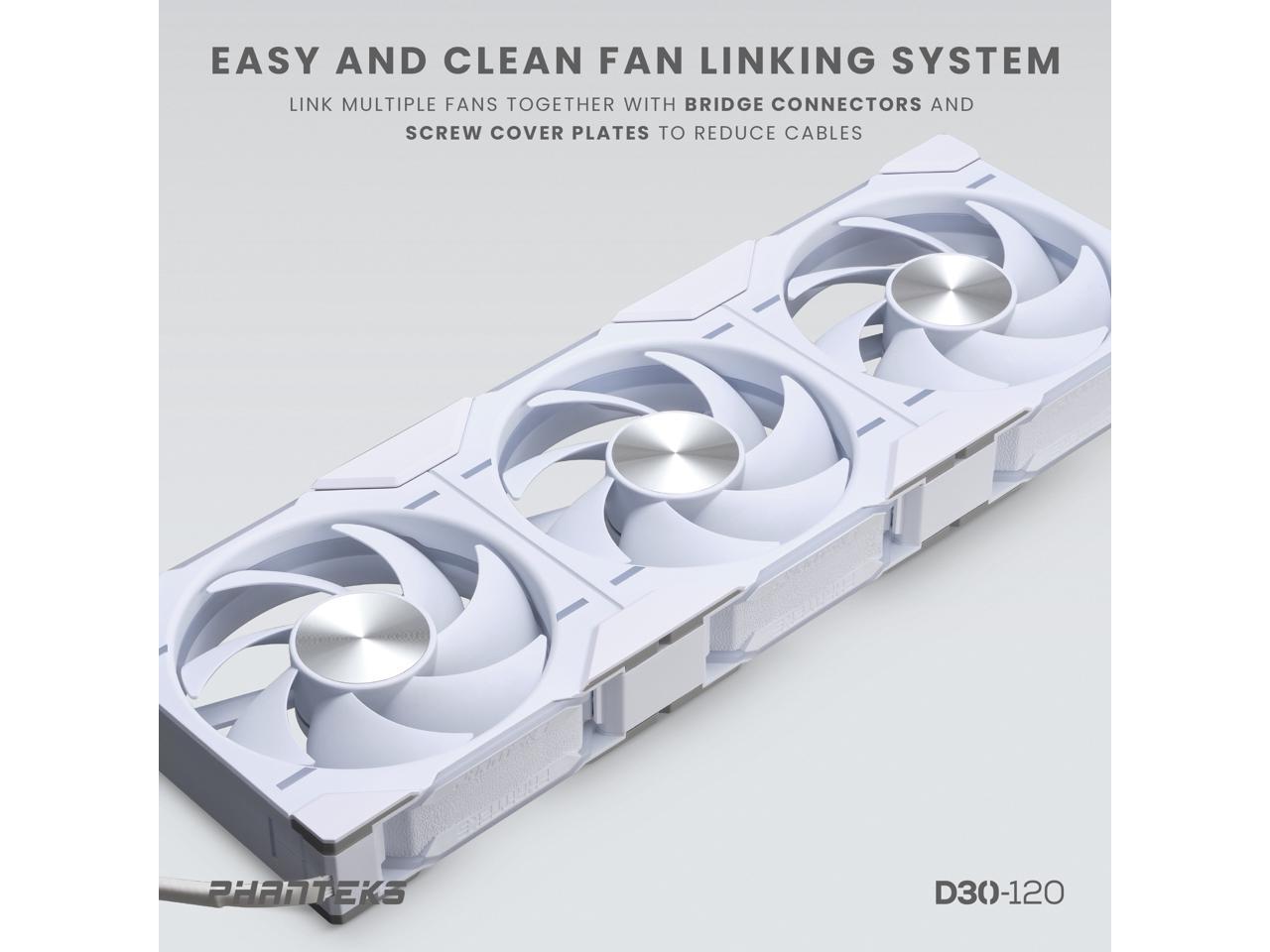 Phanteks D30-120 DRGB PWM FAN, Premium D-RGB Performance Fan, ARGB/DRGB lighting, Daisy-chain Fan Linking system, White 5