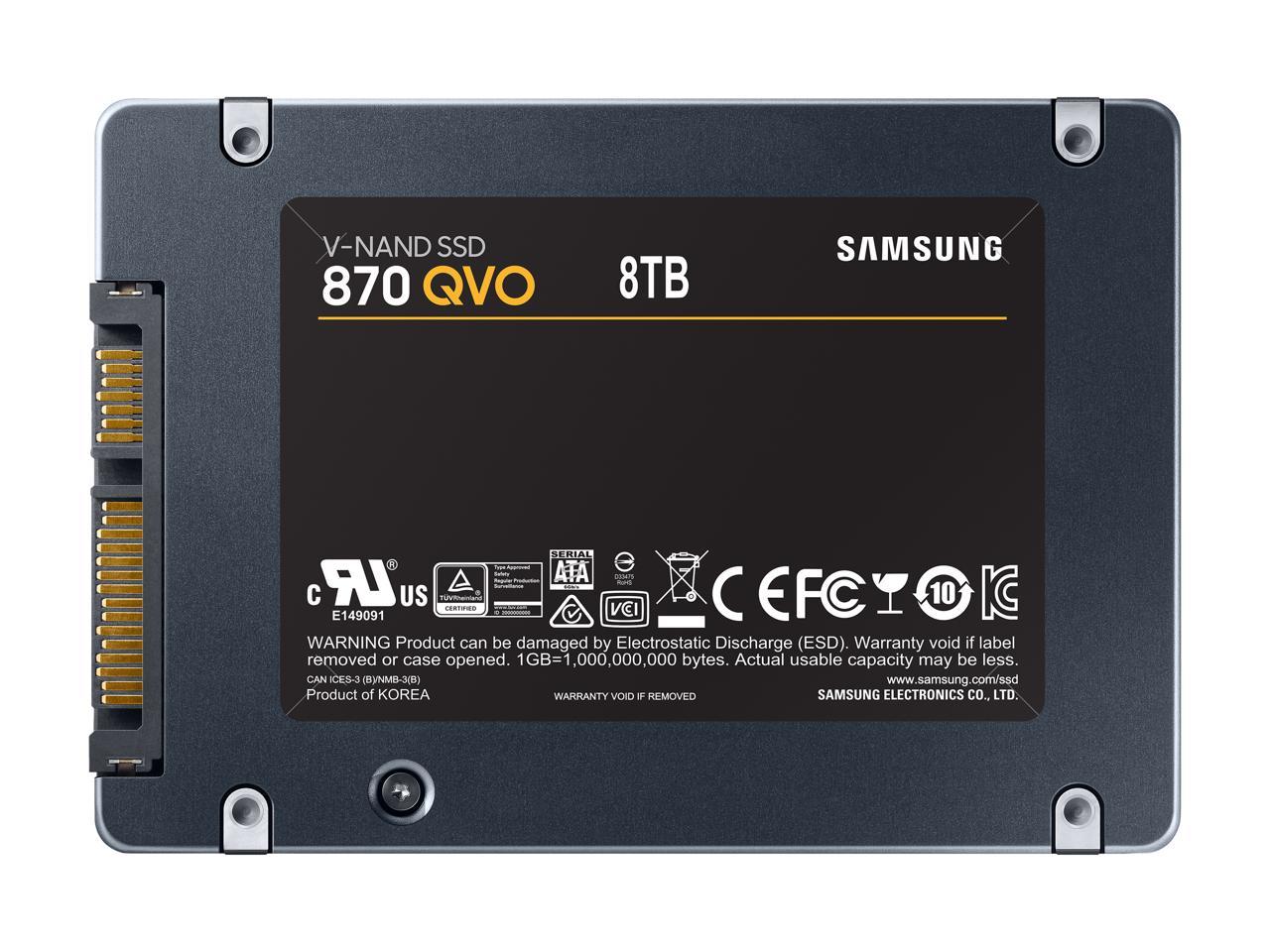 SAMSUNG 870 QVO Series 2.5" 8TB SATA III Samsung 4-bit QLC V-NAND Internal Solid State Drive (SSD) MZ-77Q8T0B/AM 2