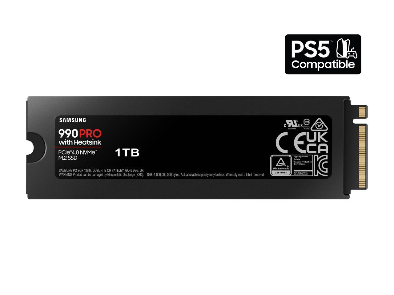 SAMSUNG SSD 990 PRO with Heatsink 1TB, PCIe 4.0, Sew. Read Speeds Up-to 7,450MB/s, Compatible with PlayStation®5 (MZ-V9P1T0CW) 2