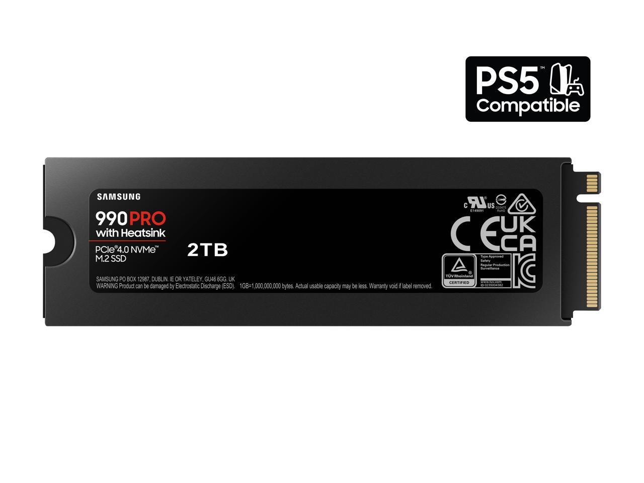 SAMSUNG SSD 990 PRO with Heatsink 2TB, PCIe 4.0, Sew. Read Speeds Up-to 7,450MB/s, Compatible with PlayStation®5 (MZ-V9P2T0CW) 2