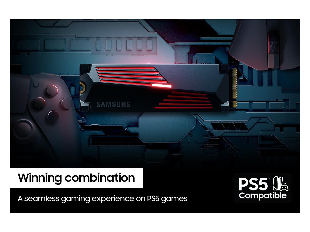 SAMSUNG SSD 990 PRO with Heatsink 2TB, PCIe 4.0, Sew. Read Speeds Up-to 7,450MB/s, Compatible with PlayStation®5 (MZ-V9P2T0CW) 4