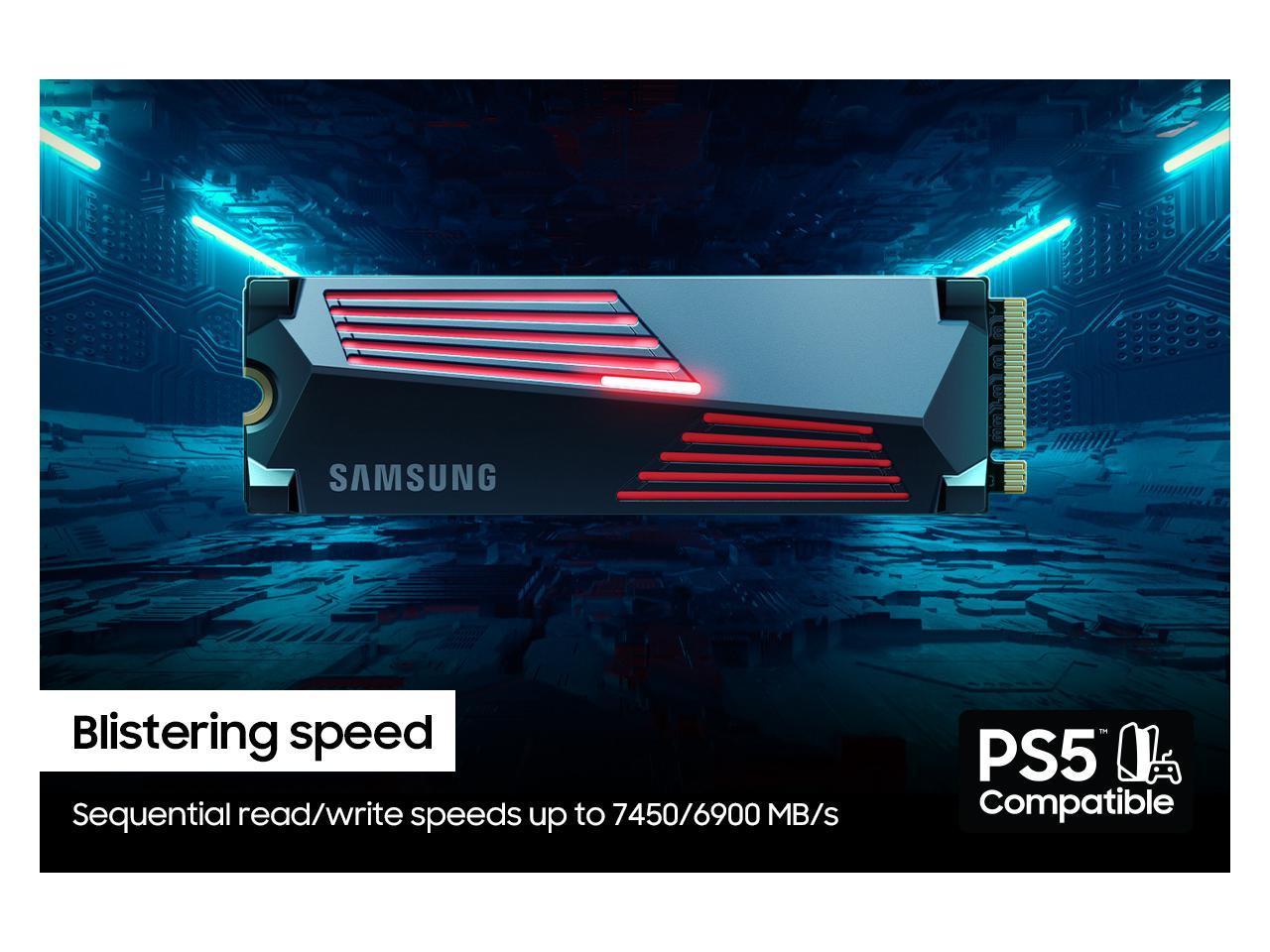 SAMSUNG SSD 990 PRO with Heatsink 2TB, PCIe 4.0, Sew. Read Speeds Up-to 7,450MB/s, Compatible with PlayStation®5 (MZ-V9P2T0CW) 5