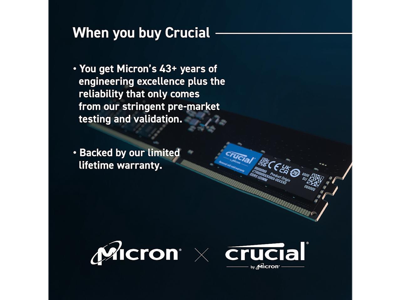 Crucial 64GB (2 x 32GB) 288-Pin PC RAM DDR5 4800 (PC5 38400) Desktop Memory Model CT2K32G48C40U5 5