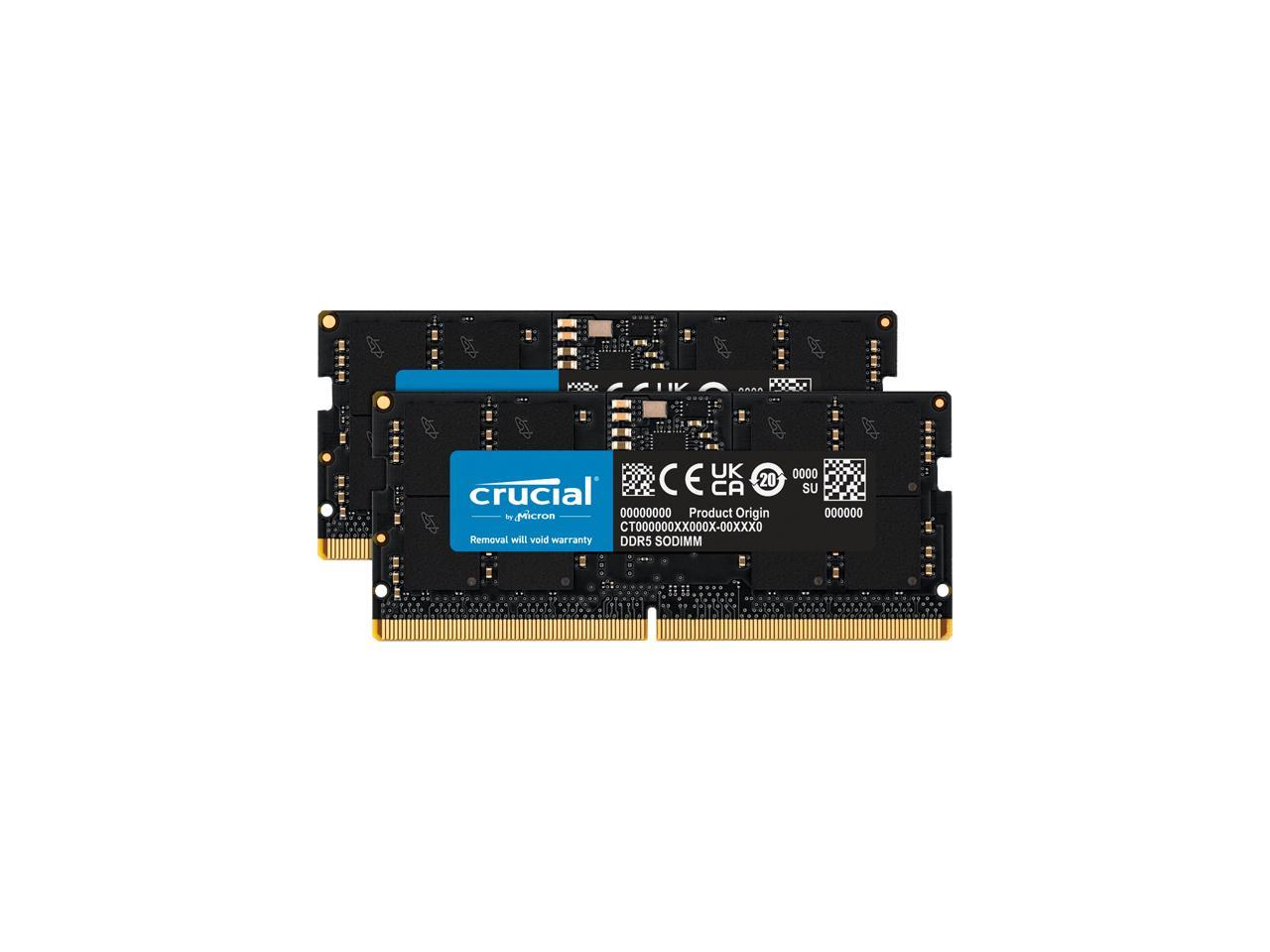 Crucial 16GB (2 x 8GB) 262-Pin DDR5 SO-DIMM DDR5 4800 (PC4 38400) Laptop Memory Model CT2K8G48C40S5 1