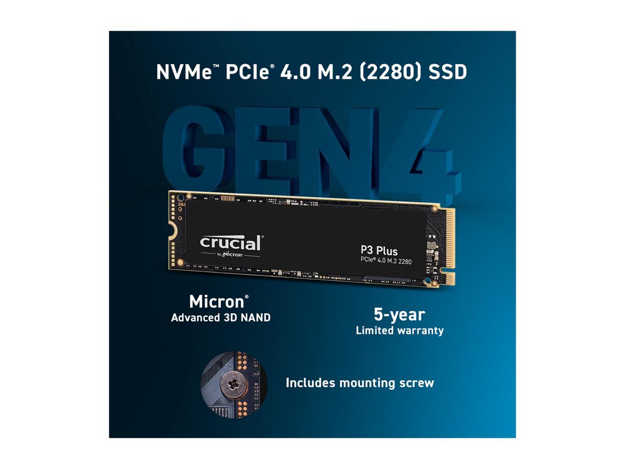 Crucial P3 Plus M.2 2280 500GB PCI-Express 4.0 x4 NVMe 3D NAND Internal Solid State Drive (SSD) CT500P3PSSD8 4