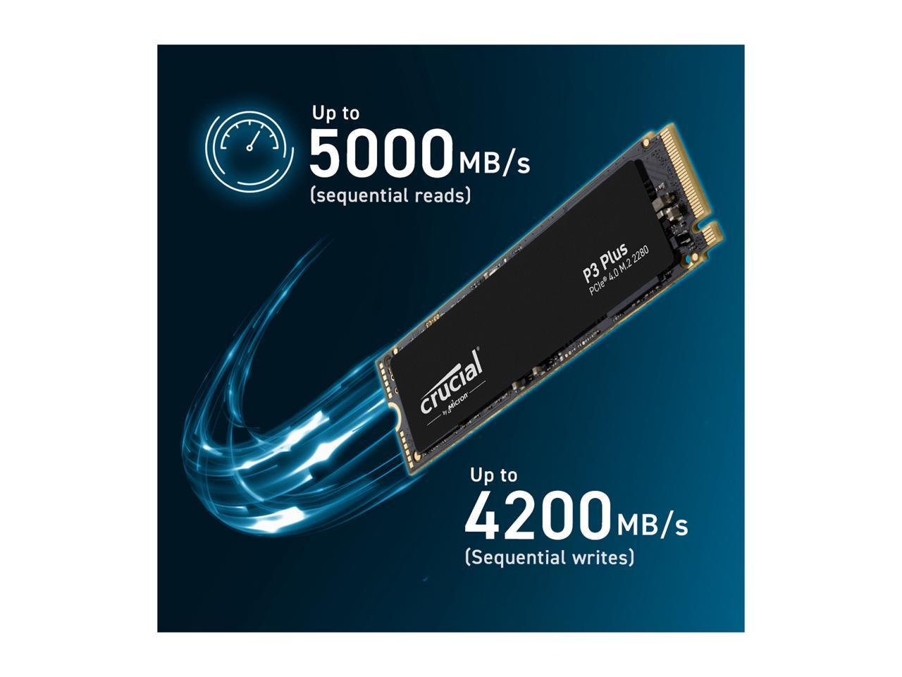 Crucial P3 Plus 2TB PCIe 4.0 3D NAND NVMe M.2 SSD, up to 5000MB/s - CT2000P3PSSD8 5