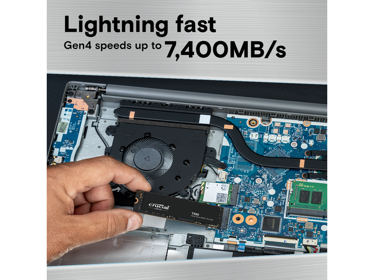 Crucial T500 2TB Gen4 NVMe M.2 Internal Gaming SSD, Up to 7400MB/s, laptop & desktop Compatible + 1mo Adobe CC All Apps - CT2000T500SSD8 5