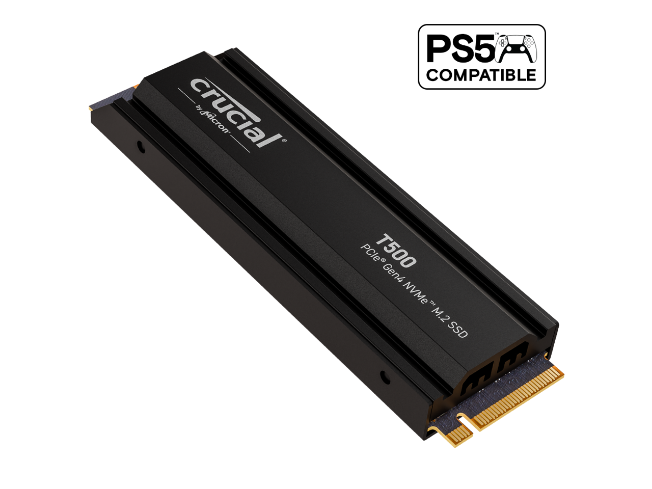 Crucial T500 1TB Gen4 NVMe M.2 Internal Gaming SSD with Heatsink, Up to 7300MB/s, PlayStation 5 Compatible + 1mo Adobe CC All Apps- CT1000T500SSD5 1