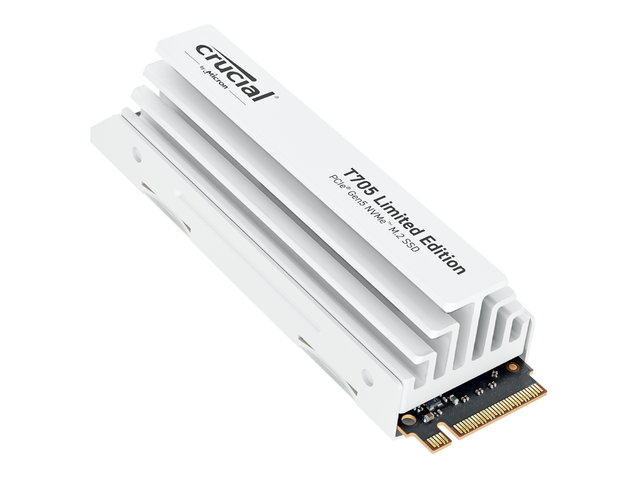 Crucial T705 2TB PCIe Gen5 NVMe M.2 SSD with White Heatsink  - Up to 14,500 MB/s - Limited Edition - Internal Solid State Drive (PC) - +1mo Adobe CC - CT2000T705SSD5A 1