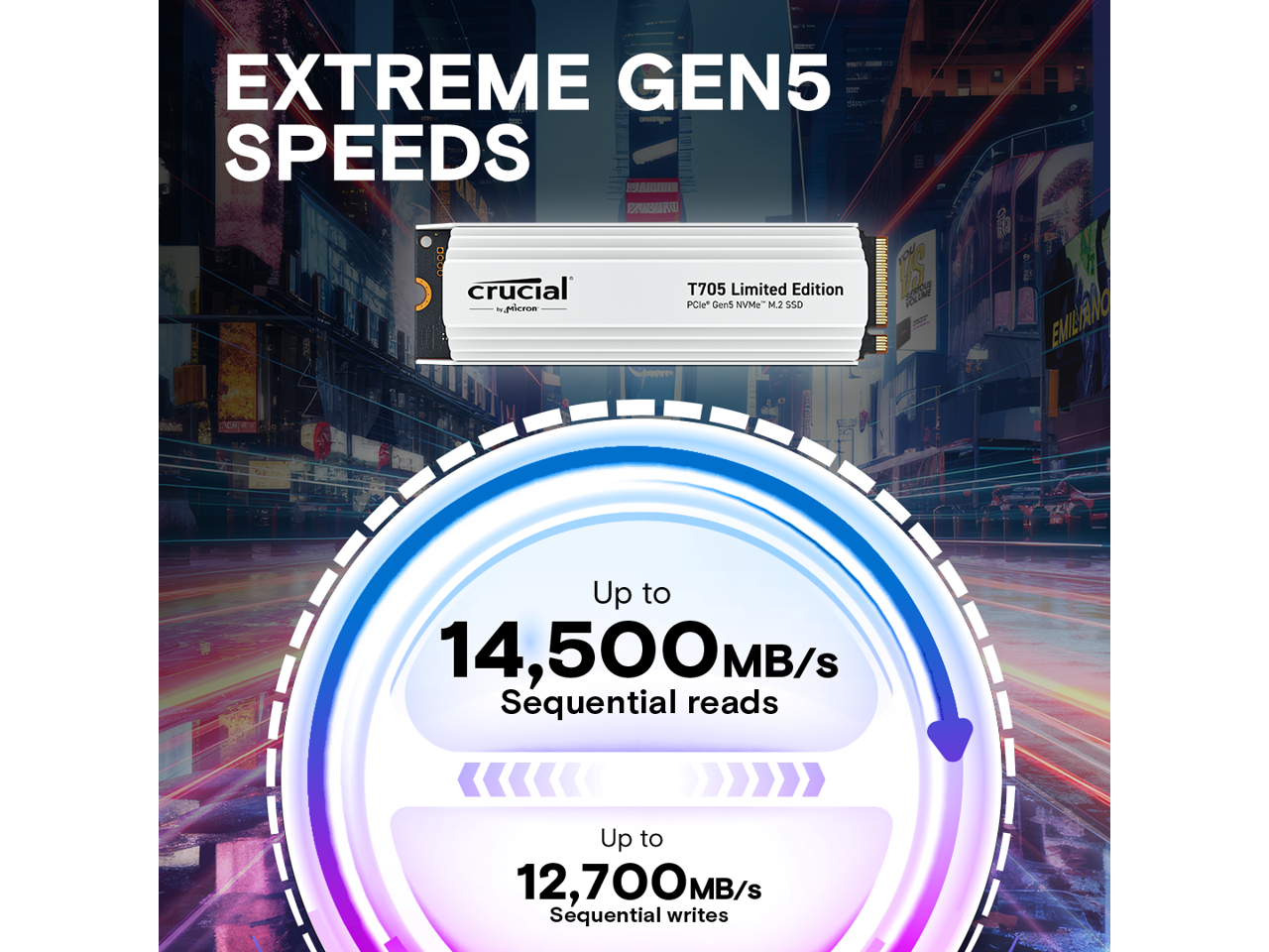 Crucial T705 2TB PCIe Gen5 NVMe M.2 SSD with White Heatsink  - Up to 14,500 MB/s - Limited Edition - Internal Solid State Drive (PC) - +1mo Adobe CC - CT2000T705SSD5A 3