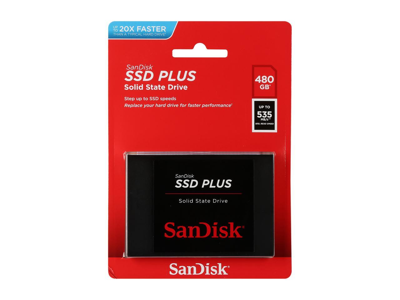 SanDisk SSD Plus 480GB Internal SSD - SATA III 6Gb/s, 2.5"/7mm - SDSSDA-480G-G26 2