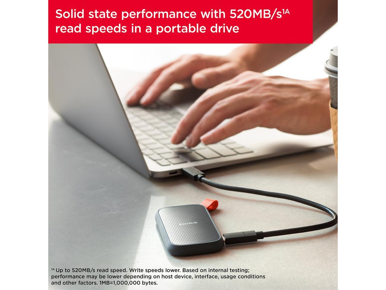 SanDisk 2TB Portable SSD - Up to 520MB/s, USB-C, USB 3.2 Gen 2 - External Solid State Drive SDSSDE30-2T00-G25 4