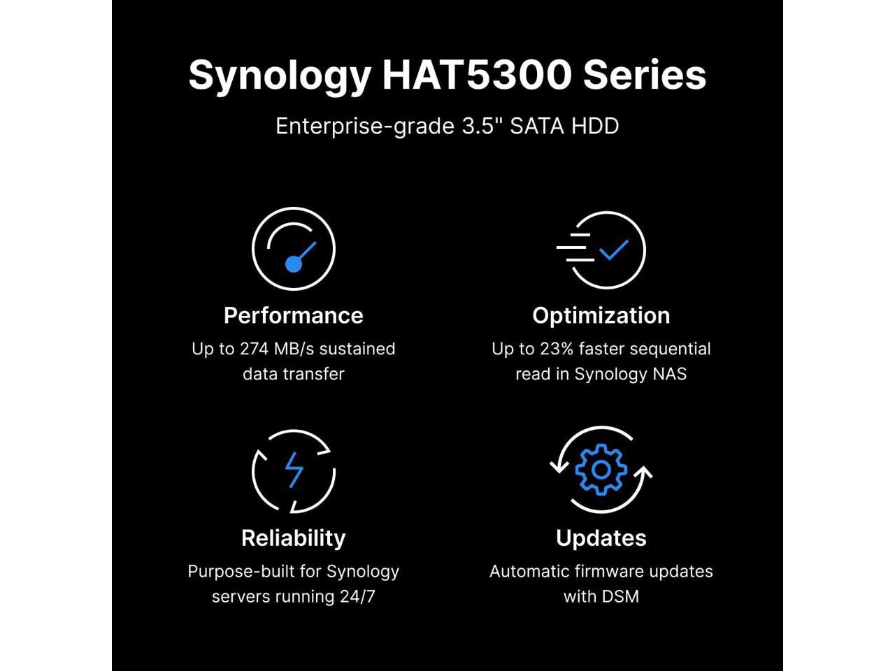 Synology HAT5300-4T 4TB 7200 RPM 256MB Cache SATA 6.0Gb/s 3.5" Enterprise 3.5" SATA HDD Retail 3