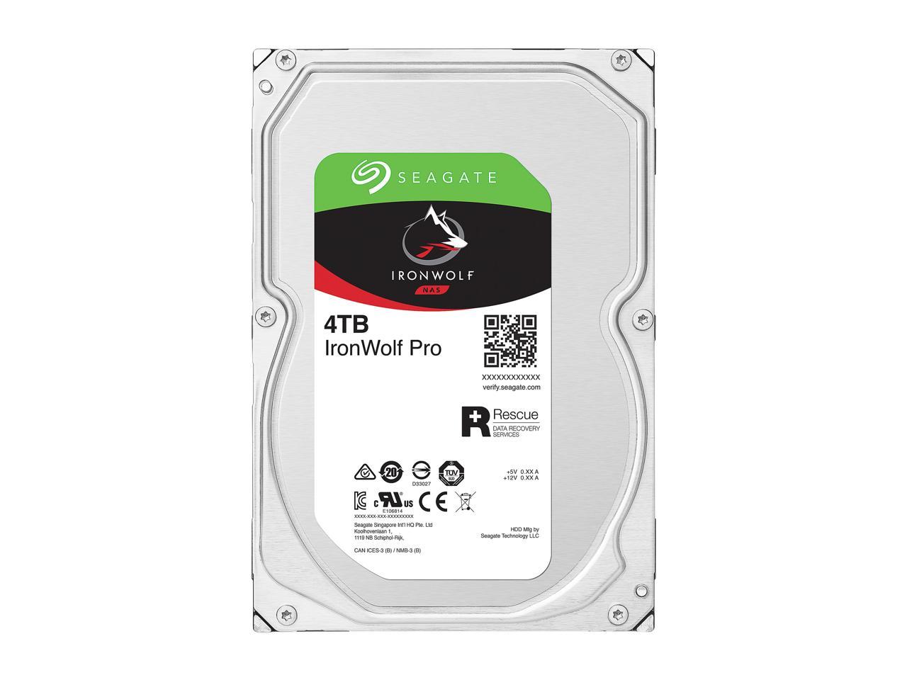 Seagate IronWolf Pro 4TB NAS Hard Drive 7200 RPM 256MB Cache CMR SATA 6.0Gb/s 3.5" Internal HDD ST4000NE001 5