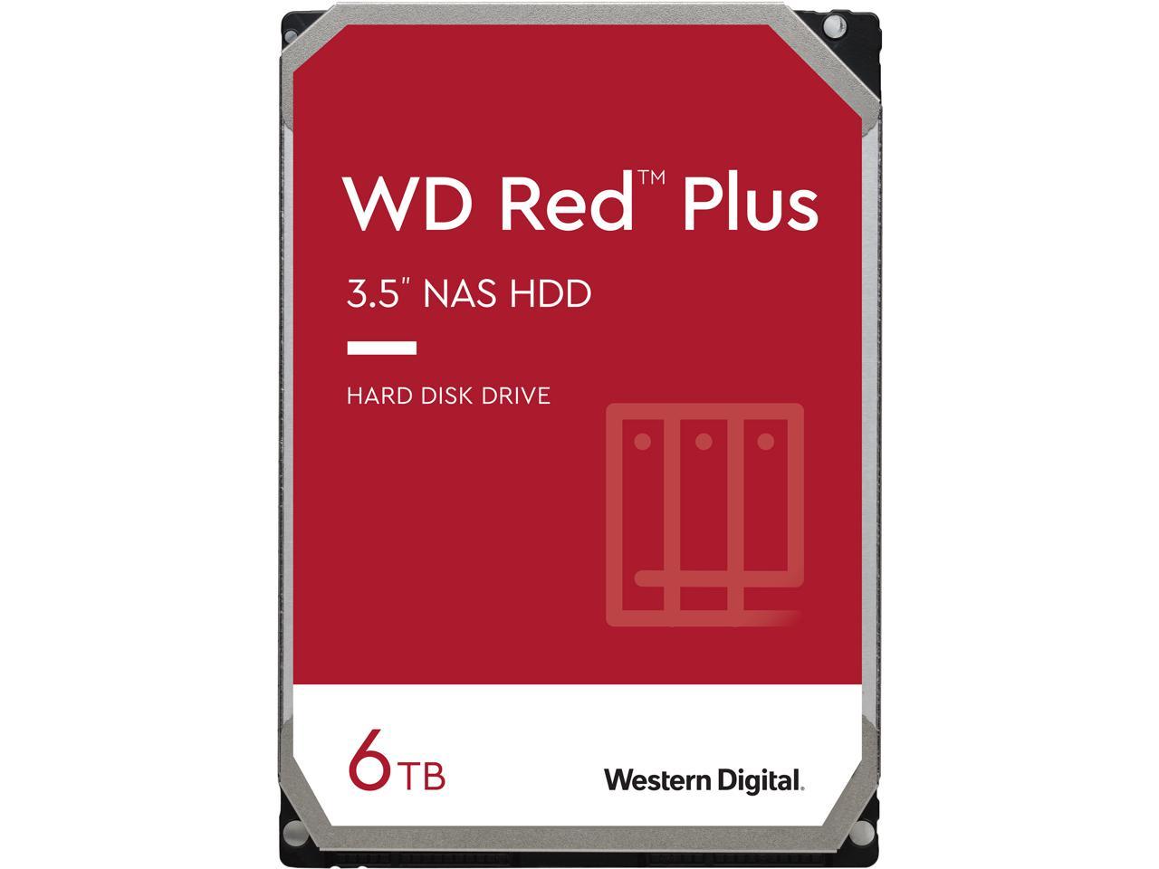 WD Red Plus 6TB NAS Hard Disk Drive - 5640 RPM Class SATA 6Gb/s, CMR, 128MB Cache, 3.5 Inch - WD60EFZX 1