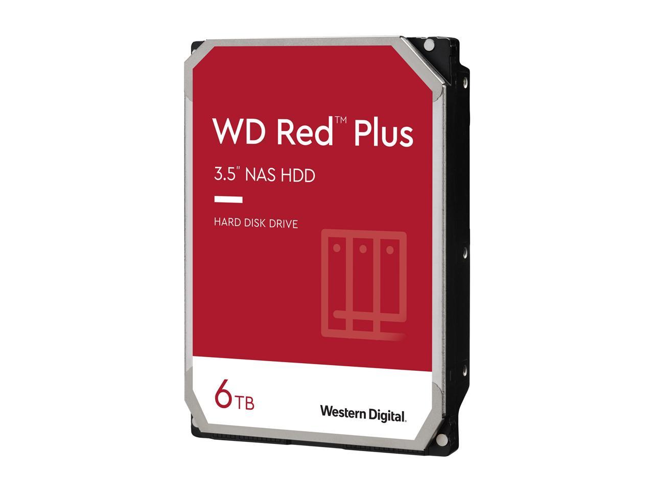 WD Red Plus 6TB NAS Hard Disk Drive - 5640 RPM Class SATA 6Gb/s, CMR, 128MB Cache, 3.5 Inch - WD60EFZX 2