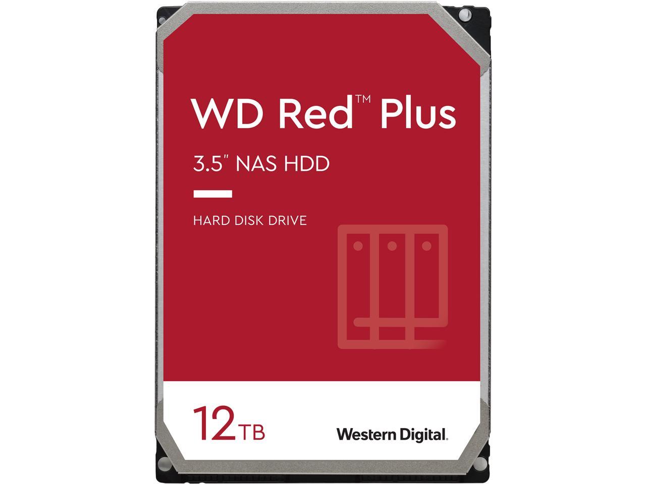 WD Red Plus 12TB NAS Hard Disk Drive - 7200 RPM Class SATA 6Gb/s, CMR, 256MB Cache, 3.5 Inch - WD120EFBX 1