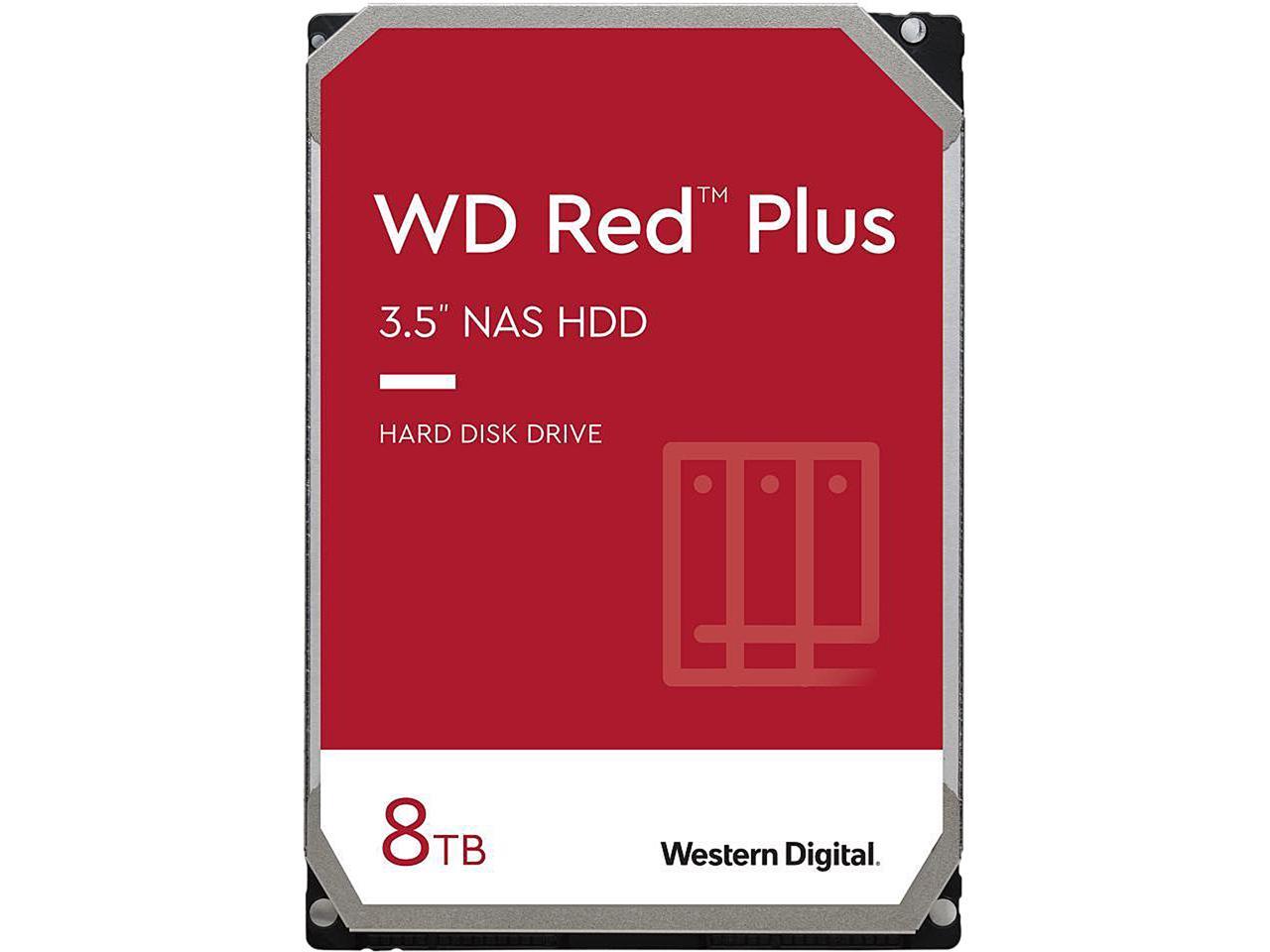 WD Red Plus 8TB CMR NAS Hard Drive HDD - 5640 RPM, SATA 6 Gb/s, 128MB Cache, 3.5" - WD80EFZZ 1