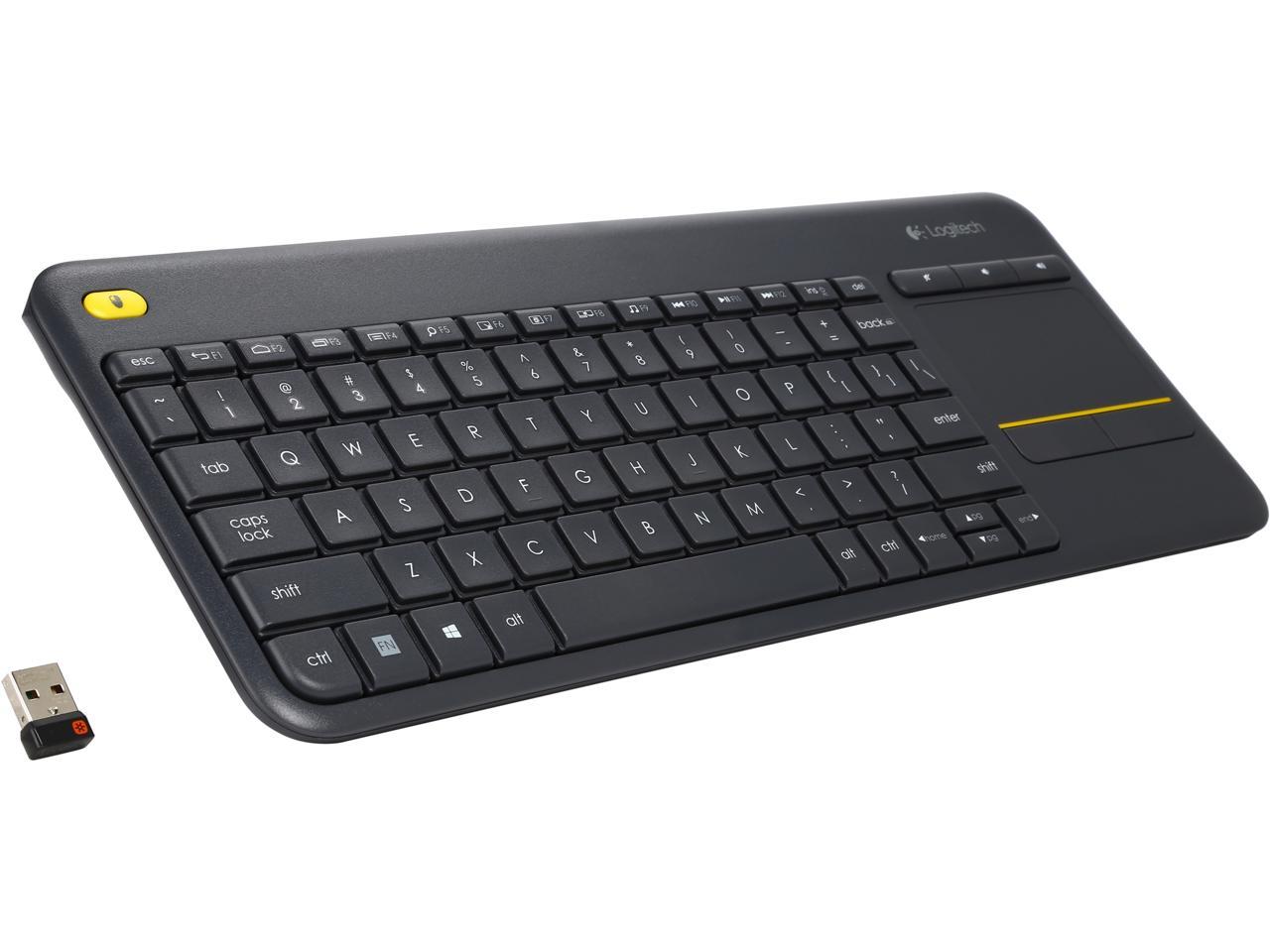 Logitech K400 Plus Wireless Touch TV Keyboard With Easy Media Control and Built-in Touchpad, HTPC Keyboard for PC-connected TV, Windows, Android, Chrome OS, Laptop, Tablet - Black 1