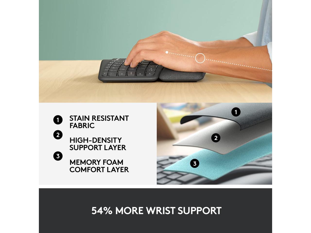 Logitech ERGO K860 Wireless Ergonomic Keyboard - Split Keyboard, Wrist Rest, Natural Typing, Stain-Resistant Fabric, Bluetooth and USB Connectivity, Compatible with Windows/Mac 4