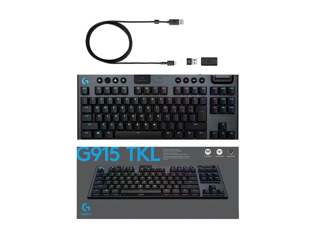 Logitech G915 TKL Tenkeyless Lightspeed Wireless RGB Mechanical Gaming Keyboard, Low Profile Switch Options, LIGHTSYNC RGB, Advanced Wireless and Bluetooth Support - Linear , Black 2