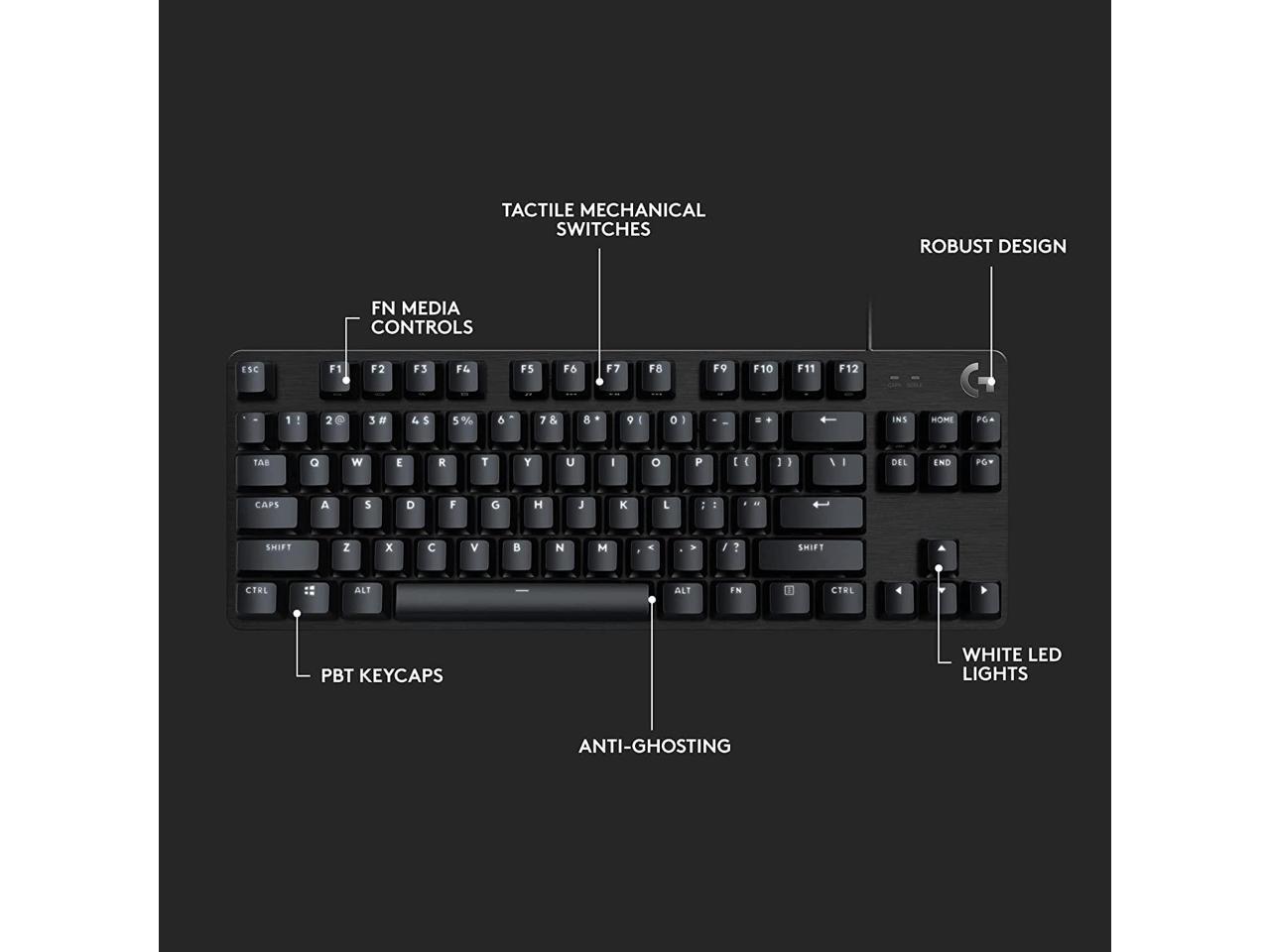 Logitech G413 TKL SE Mechanical Gaming Keyboard - Compact Backlit Keyboard with Tactile Mechanical Switches, Anti-Ghosting, Compatible with Windows, macOS - Black Aluminum 2