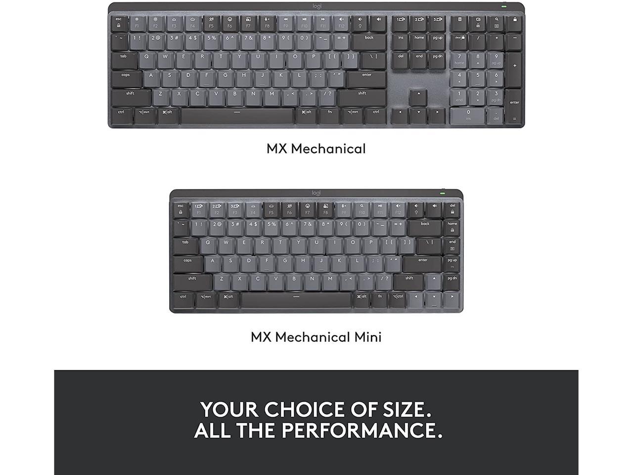 Logitech MX Mechanical Mini Wireless Illuminated Keyboard, Clicky Switches, Backlit, Bluetooth, USB-C, macOS, Windows, Linux, iOS, Android, Graphite 4