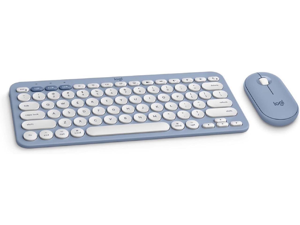 Logitech Pebble 2 Combo for Mac, Wireless Keyboard and Mouse, Slim, Quiet and Portable, Customizable, Bluetooth Mouse and Keyboard, Easy-Switch, for macOS, iPadOS - Tonal Blue 1