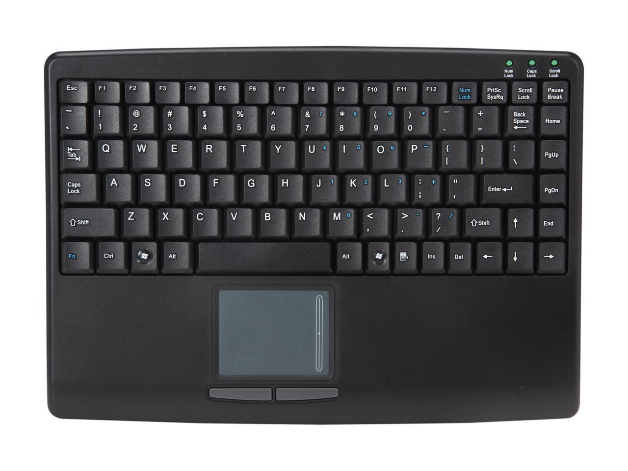 ADESSO AKB-410UB Black 88 Normal Keys USB See Details Mini Slim Touch Keyboard with built in Touchpad 2