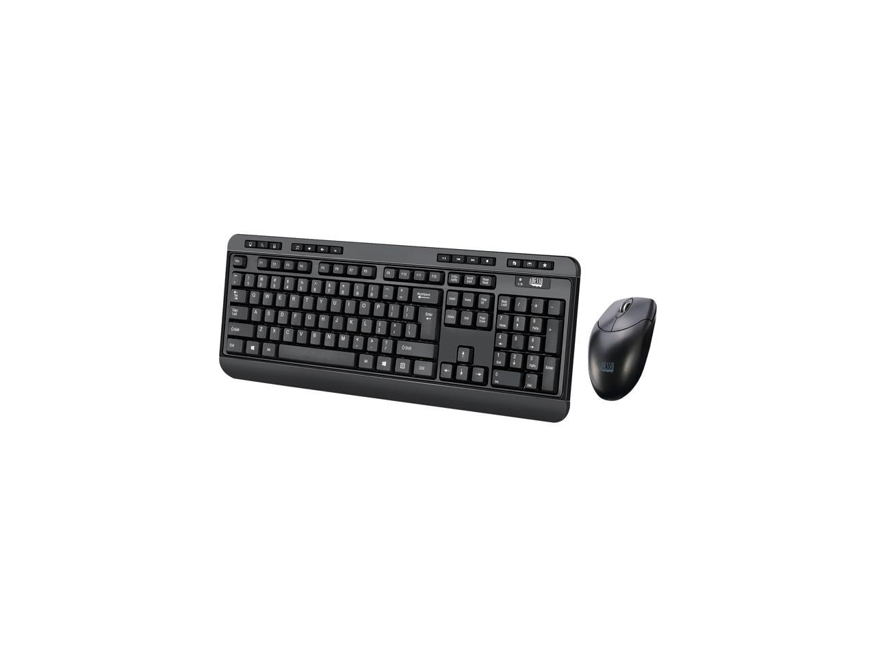 ADESSO WKB-1320CB Black 104-key US Layout Normal Keys USB RF Wireless Standard Antimicrobial Wireless Desktop Keyboard and Mouse 1