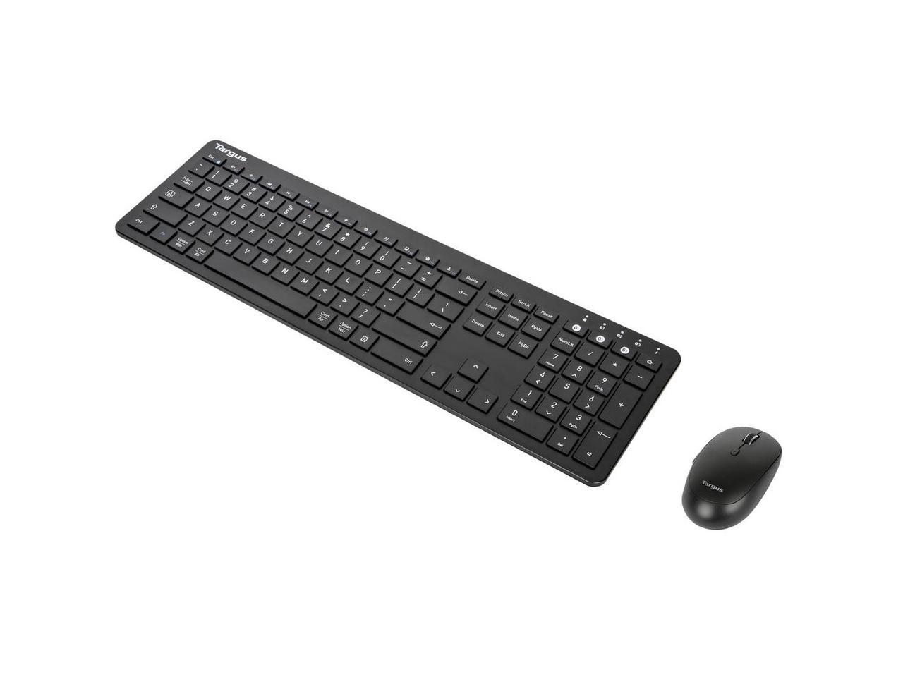 Targus AKM618AMUS Keyboard & Mouse - Wireless Bluetooth 5.1 Keyboard - 104 Key - Black - Wireless Bluetooth Mouse - Optical - 2400 dpi - 2 Button - Scroll Wheel - Black - AAA - Compatible with PC, Mac 1