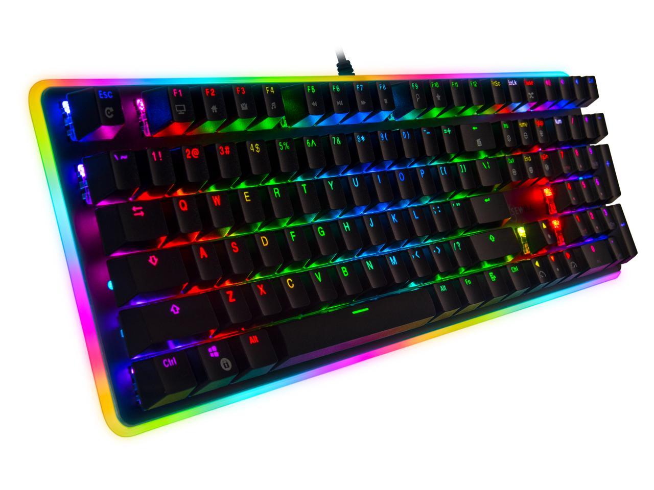 Rosewill NEON K81 RGB Wired Mechanical Gaming Keyboard, Kailh Blue Switches, 22 RGB LED Backlight Effects, 108 Keys, NKRO, Vivid Customizable Rim Backlights, Macro Hotkeys 1