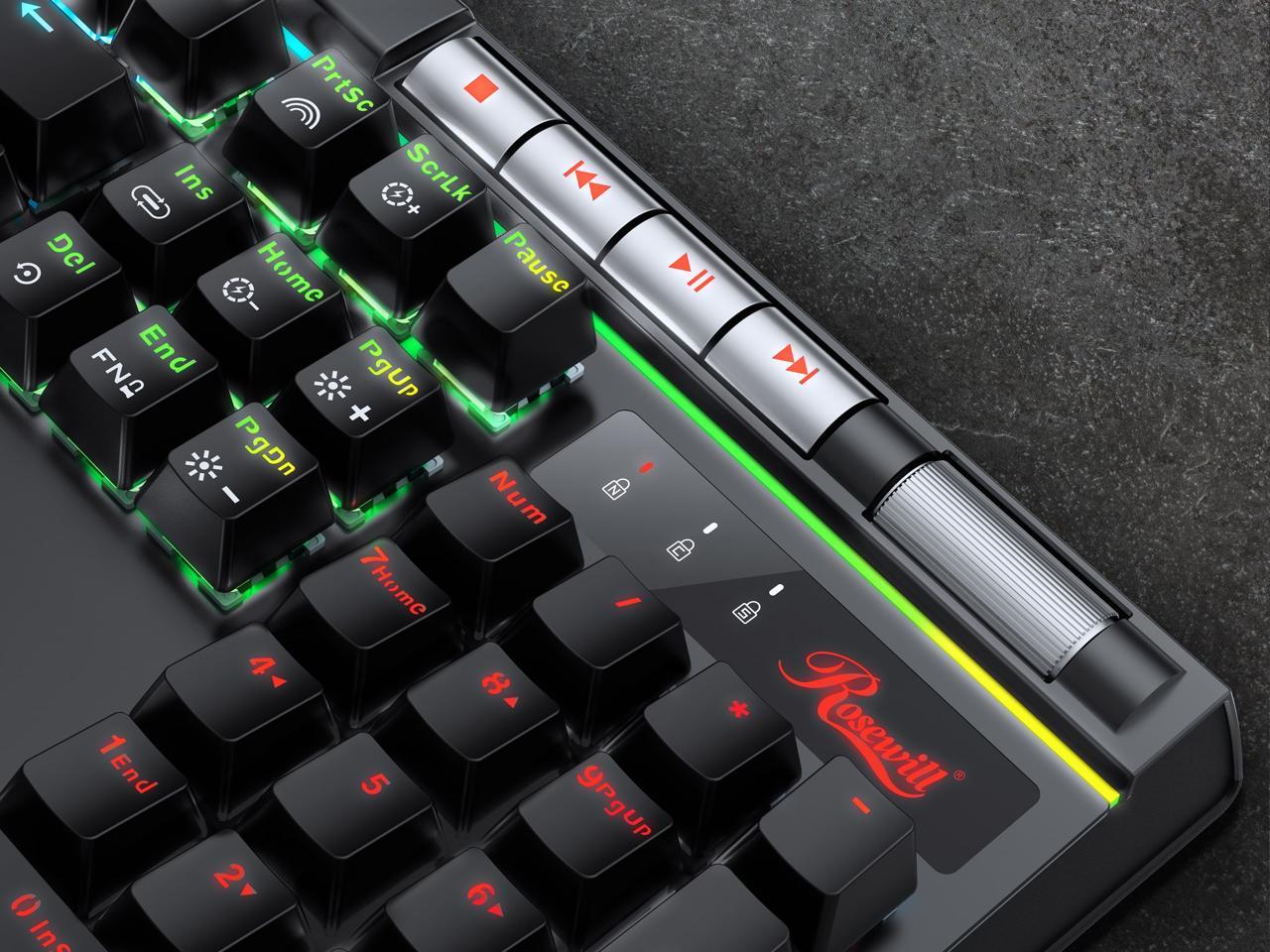 Rosewill Blitz K50 RGB BR Wired Gaming Tactile Mechanical Keyboard, Outemu Brown Switches, 14 RGB LED Backlight Effects, NKRO, Anti-Ghosting, 6  Macro Keys, Dedicated Media Controls, USB Passthrough 4