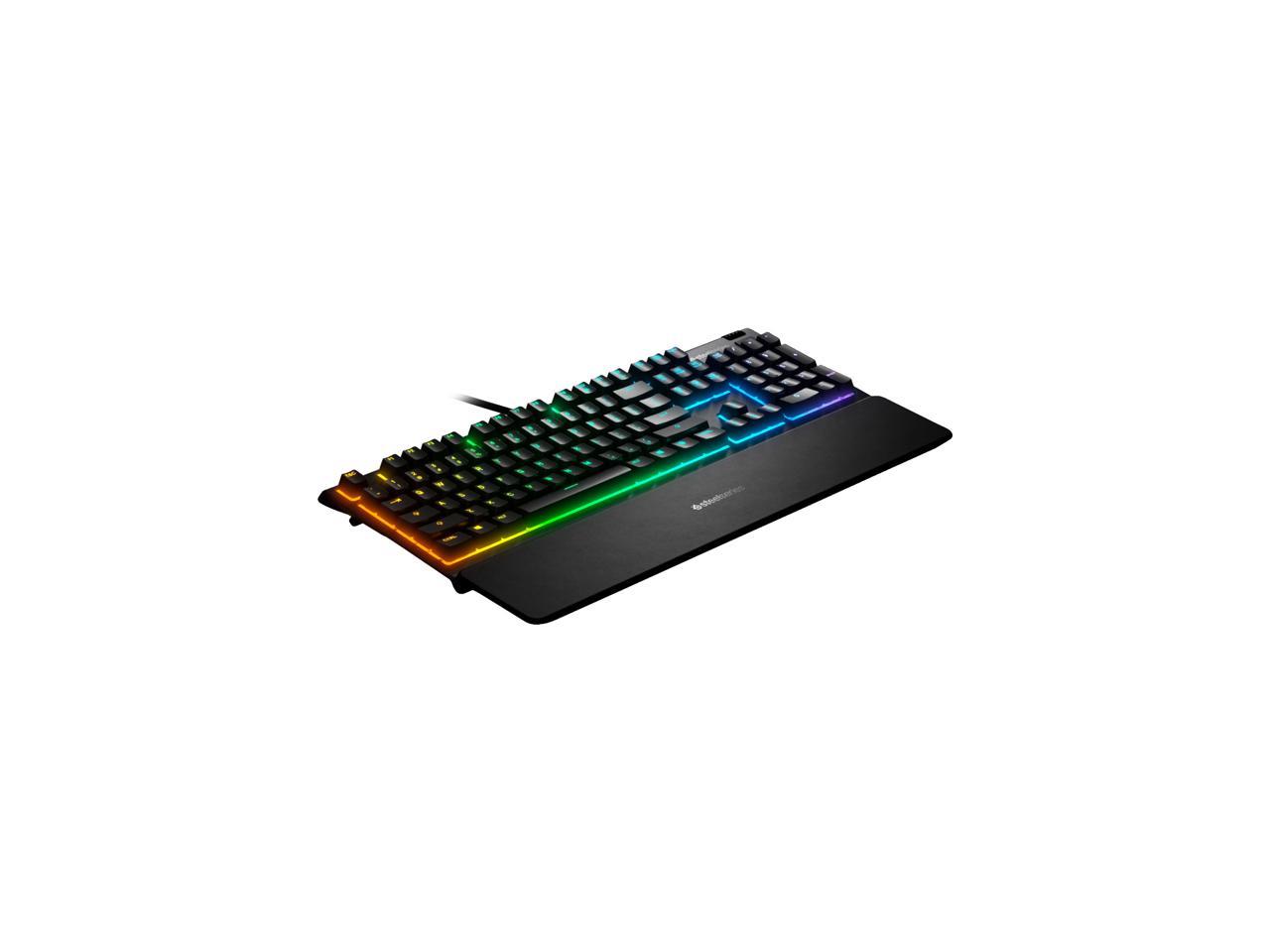 SteelSeries 64795 Apex 3 Water Resistant Gaming Keyboard, Premium Magnetic Wrist Rest (Whisper Quiet Gaming Switch) 1