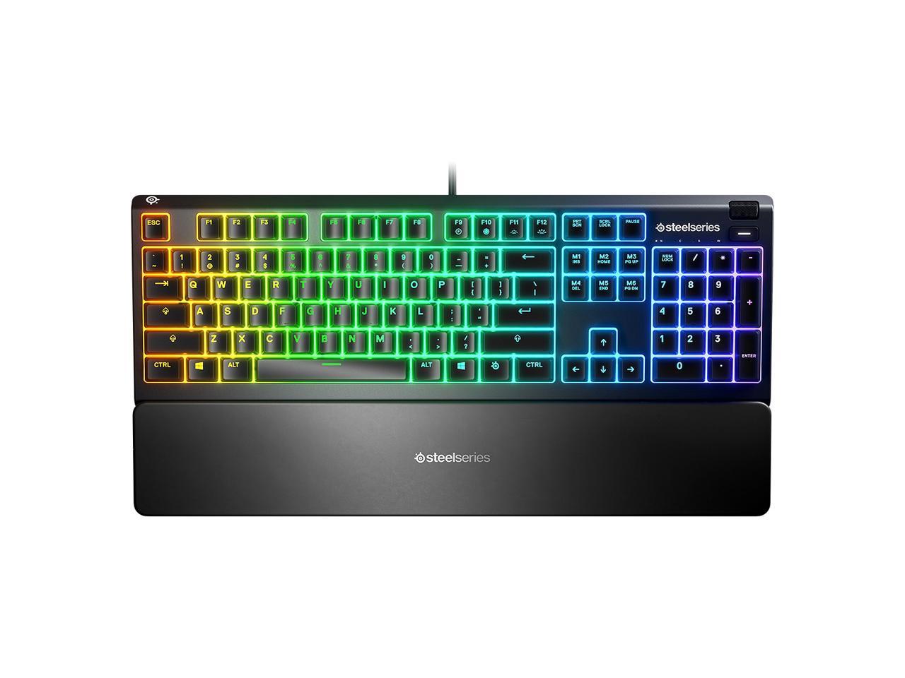 SteelSeries 64795 Apex 3 Water Resistant Gaming Keyboard, Premium Magnetic Wrist Rest (Whisper Quiet Gaming Switch) 2