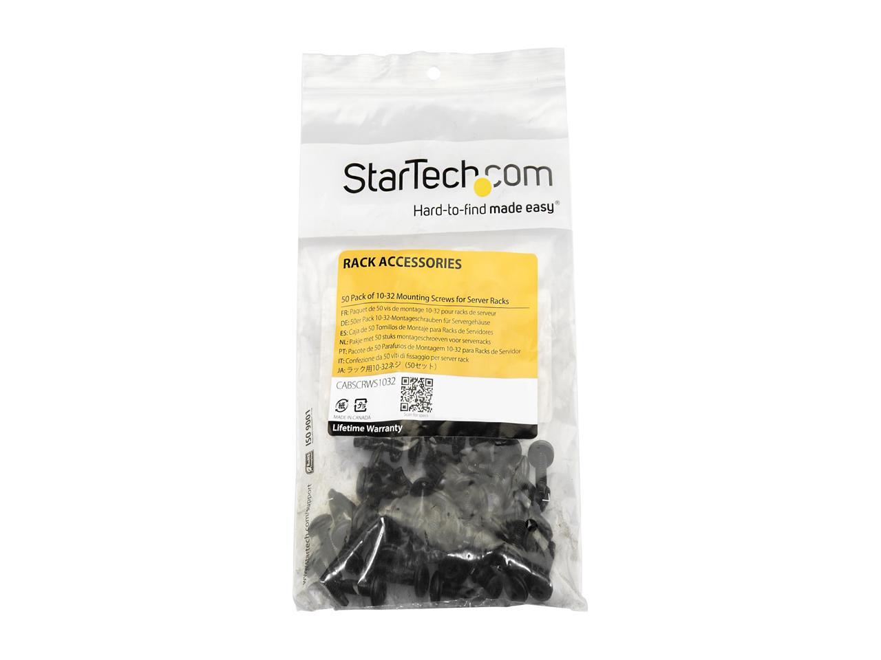 StarTech.com CABSCRWS1032 Server Rack Screws - 50 Pack - 10-32 Screws - Rack Mount Screws - Network Rack Screws - Rack Mount Hardware 2