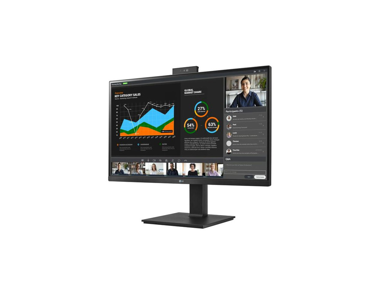 LG 27" WQHD IPS Panel 2560 x 1440 (2K) HDR10 Monitors with Webcam 1