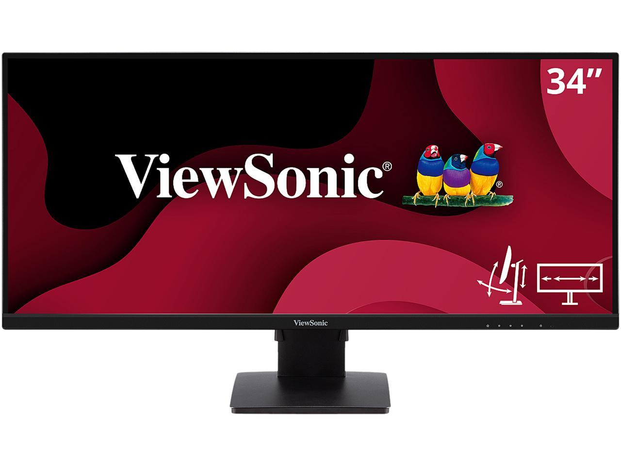 ViewSonic VA3456-MHDJ 34 Inch 21:9 UltraWide WQHD 1440p Monitor Frameless IPS with Ergonomics Design HDMI and DisplayPort Inputs for Home and Office 1