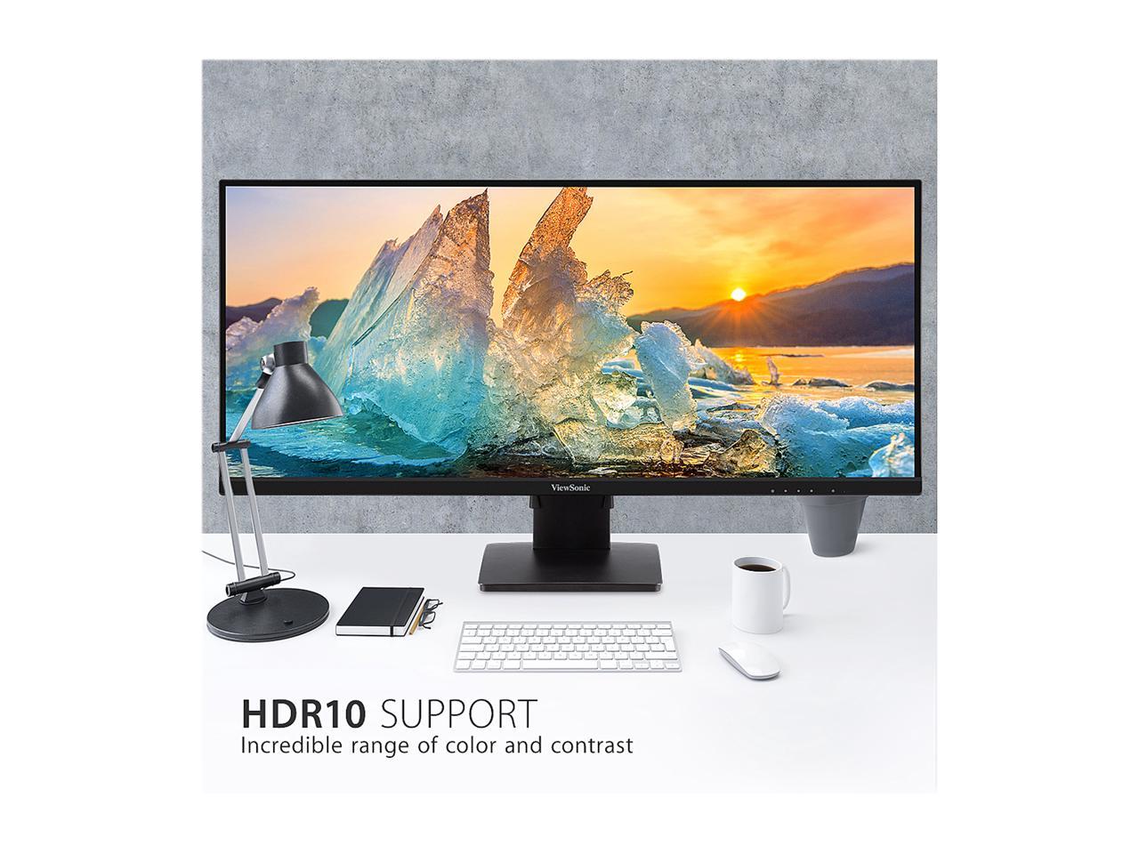 ViewSonic VA3456-MHDJ 34 Inch 21:9 UltraWide WQHD 1440p Monitor Frameless IPS with Ergonomics Design HDMI and DisplayPort Inputs for Home and Office 4