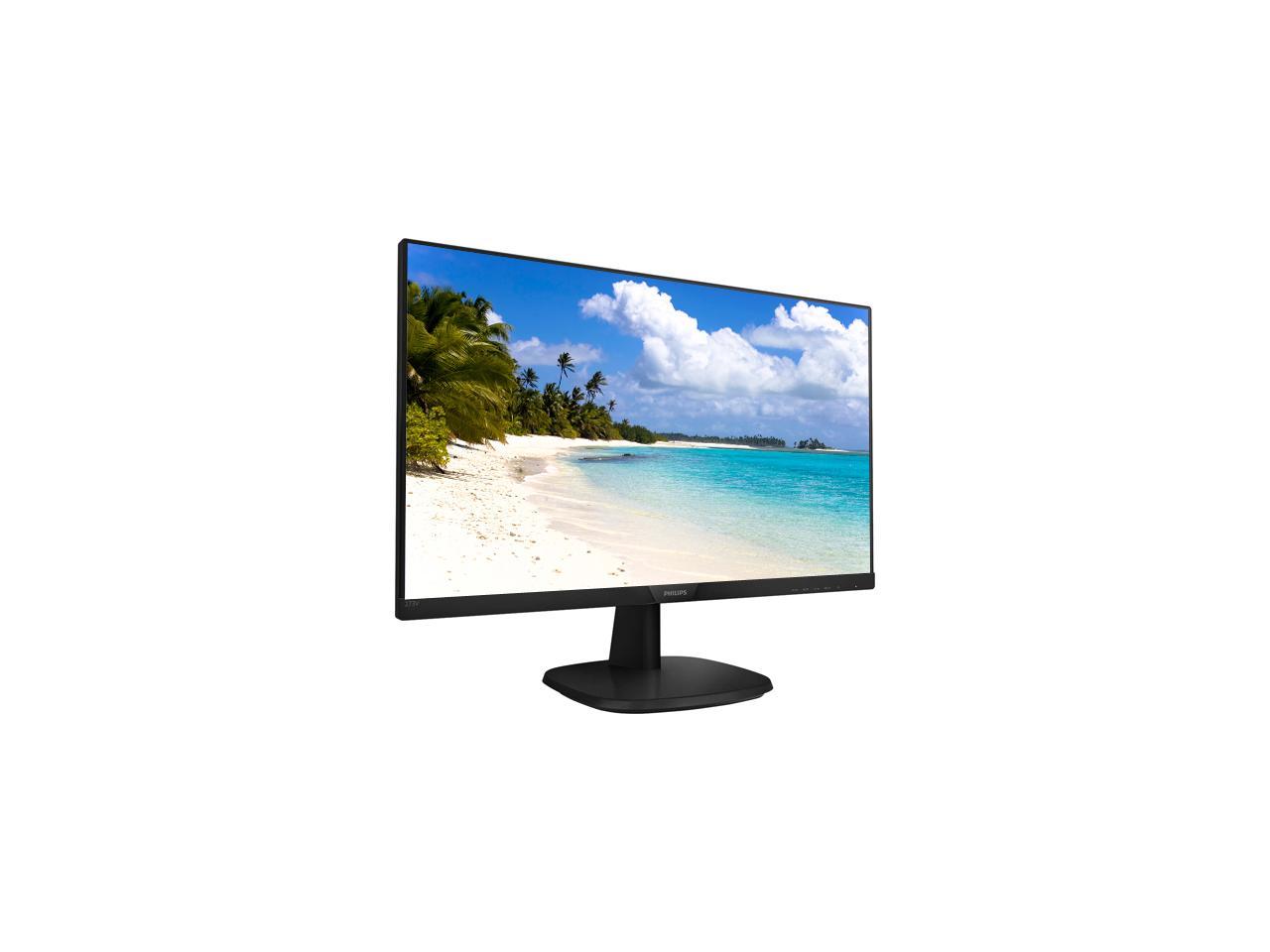 Philips V-Line 273V7QJAB/27 27" Full HD 1920 x 1080 75Hz VGA HDMI DisplayPort Built-in Speakers Flicker-Free Low Blue Light Frameless Anti-Glare Backlit LED IPS Monitor 1